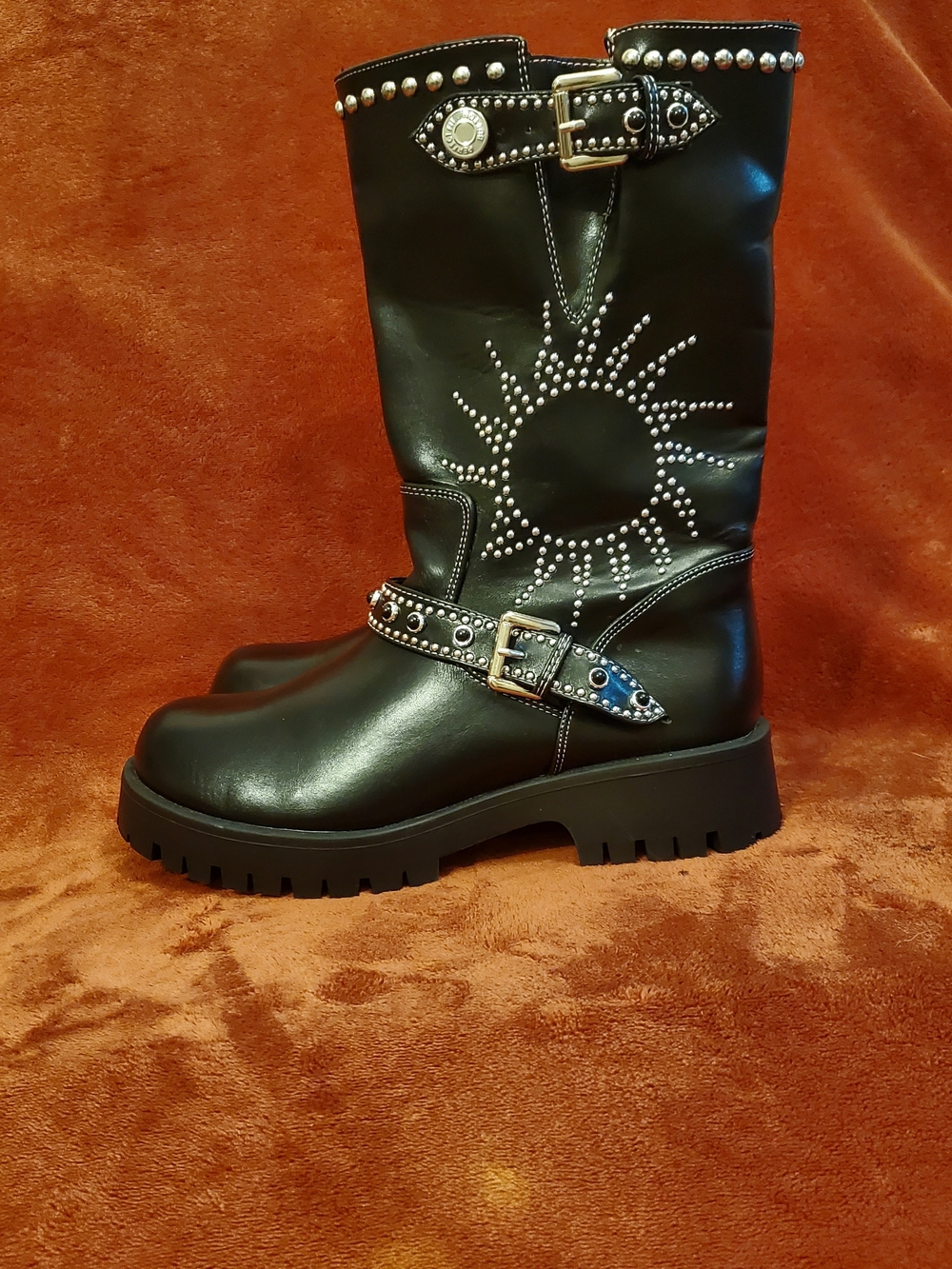 Black Studded Mid-Calf Women's Boot